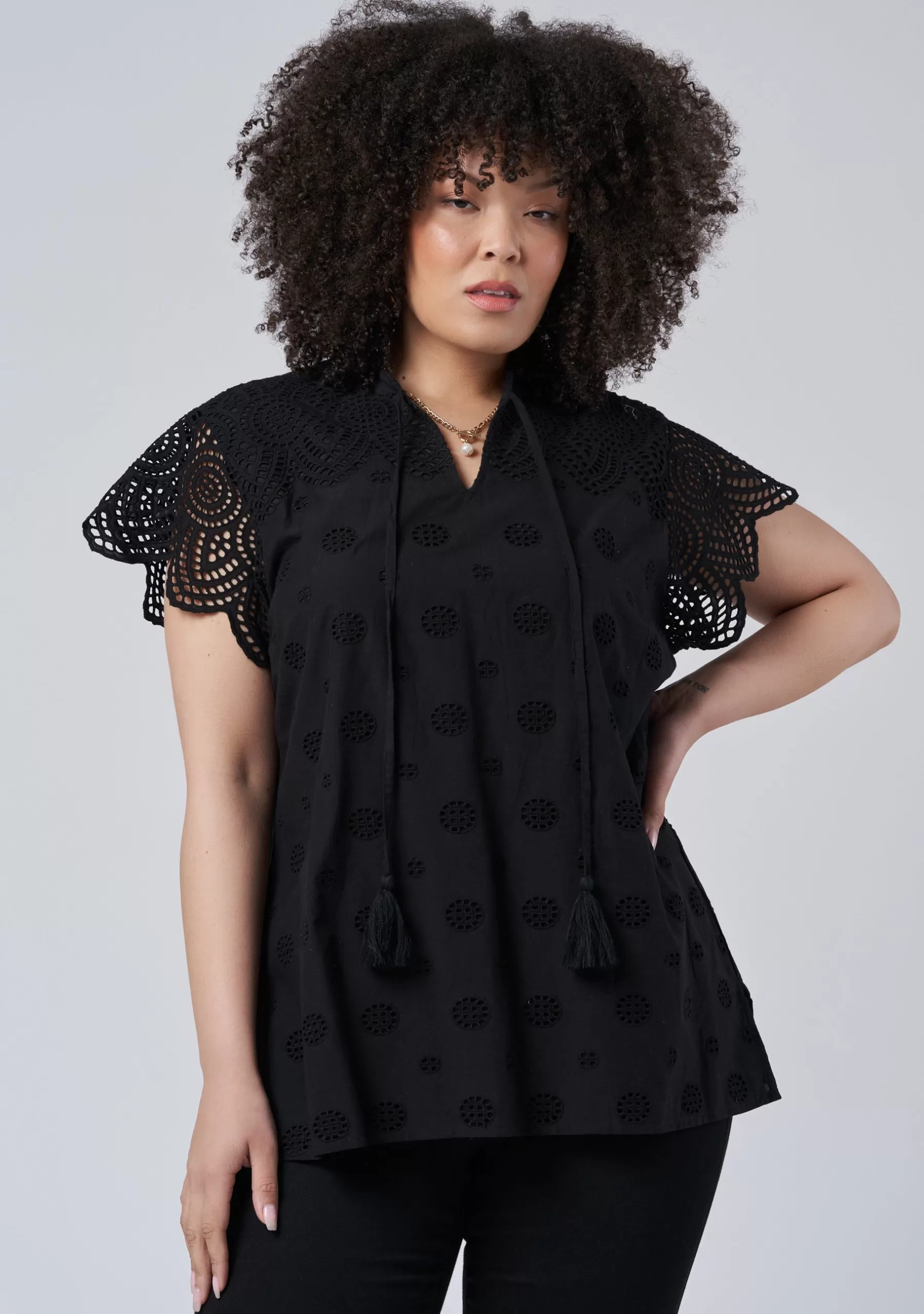 Curve Project Shirts & Blouses>Madison Broderie Blouse