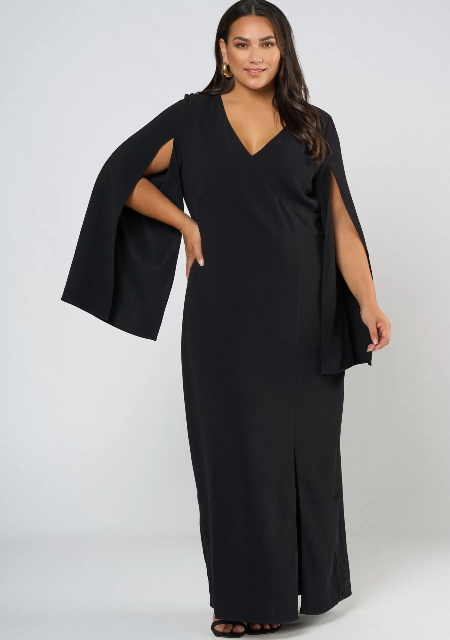 Curve Project Party Dresses | Black Dresses>Main Character Maxi Cape Dress