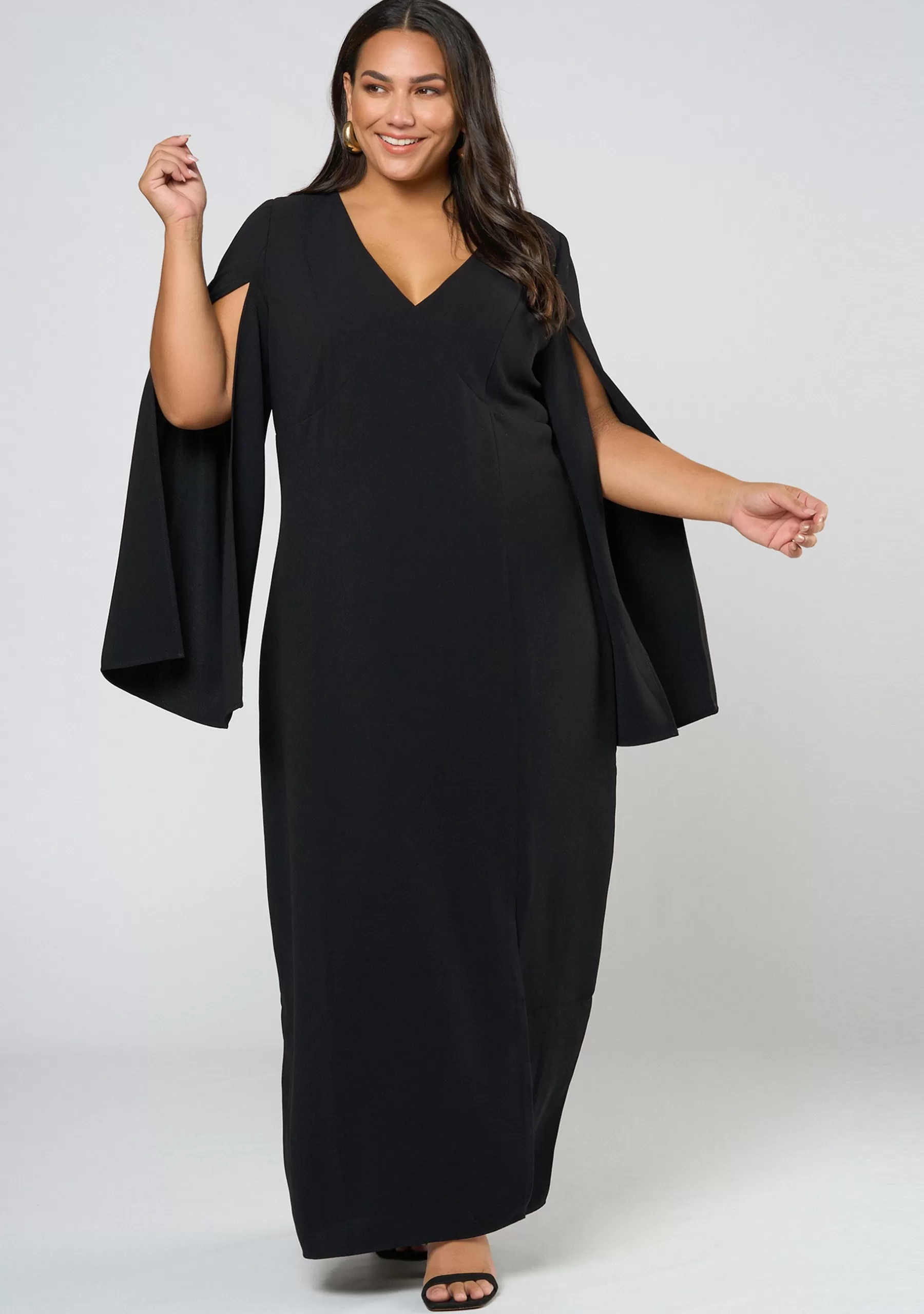 Curve Project Party Dresses | Black Dresses>Main Character Maxi Cape Dress