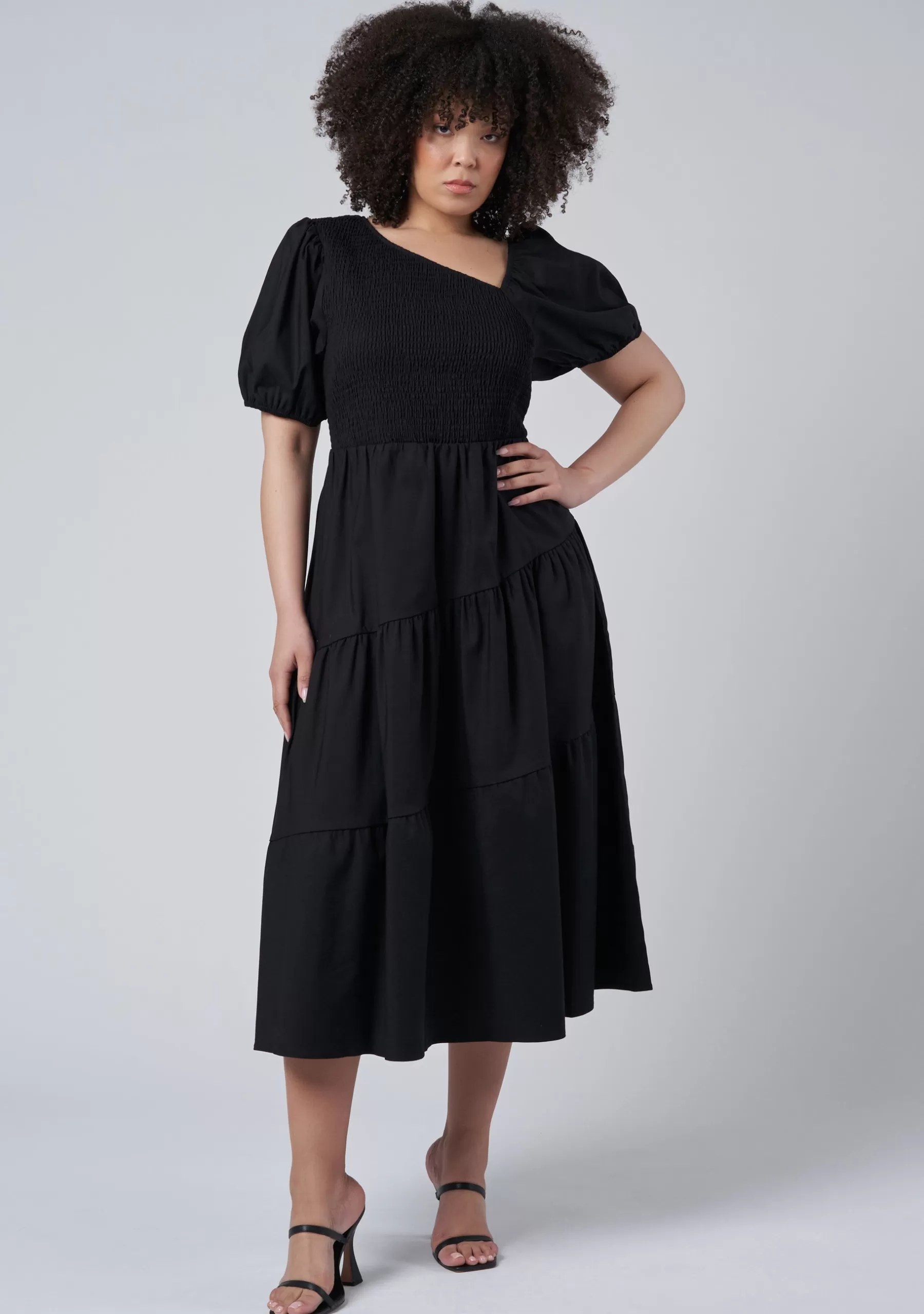Curve Project Black Dresses | Midi Dresses>Miley Asymmetric Midi Dress