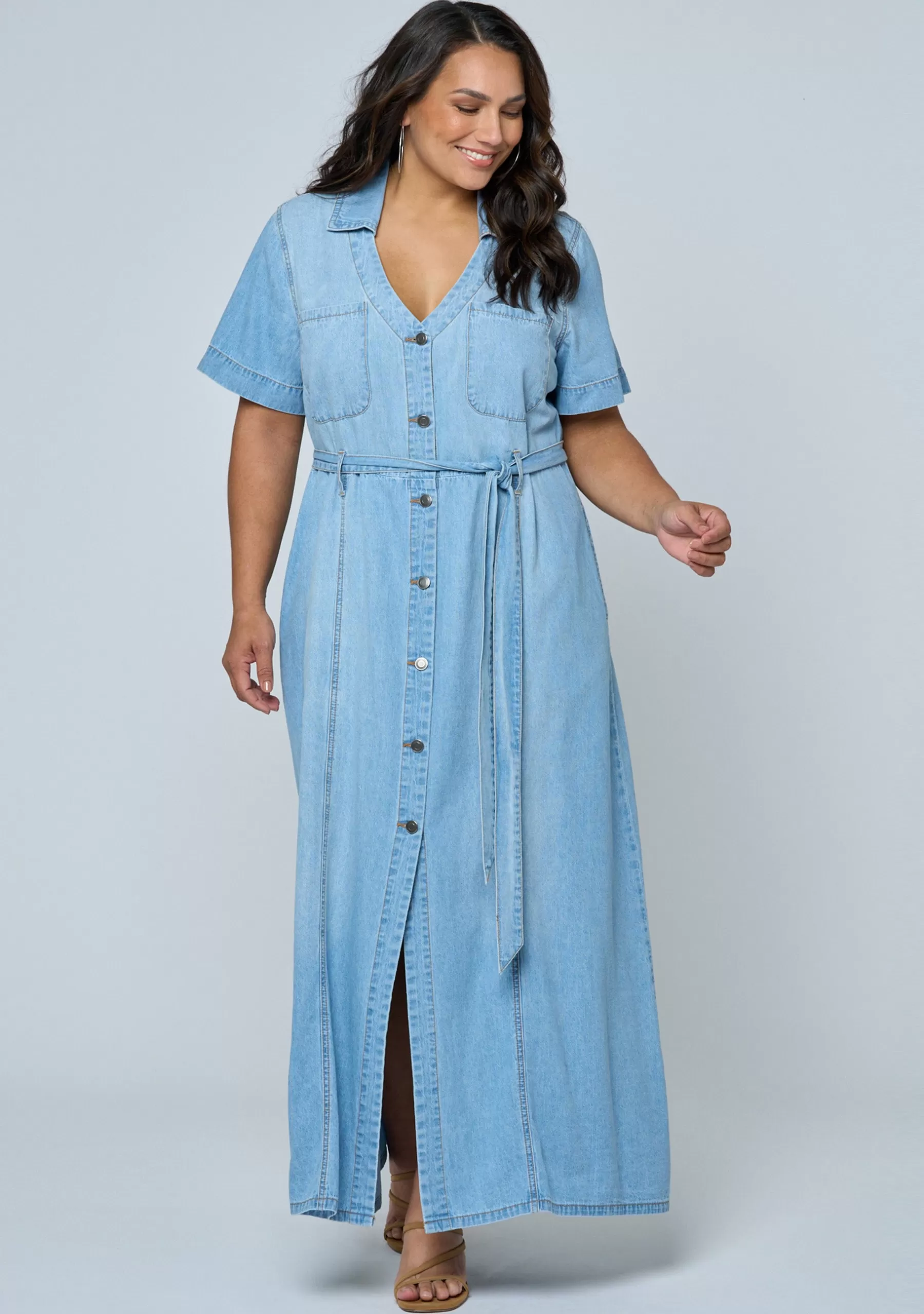 Curve Project Denim | Maxi Dresses>Naomi Chambray Maxi Dress