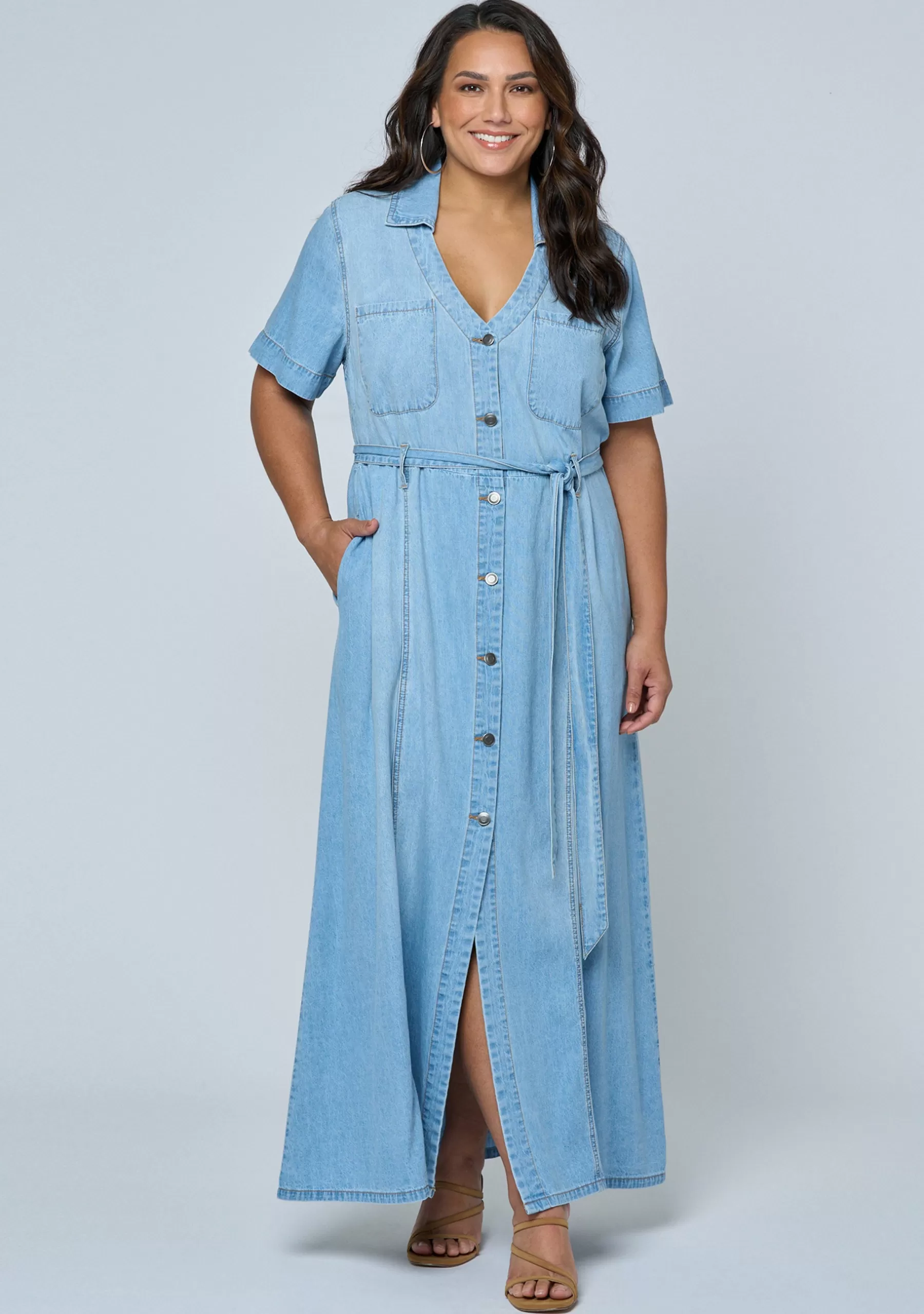 Curve Project Denim | Maxi Dresses>Naomi Chambray Maxi Dress