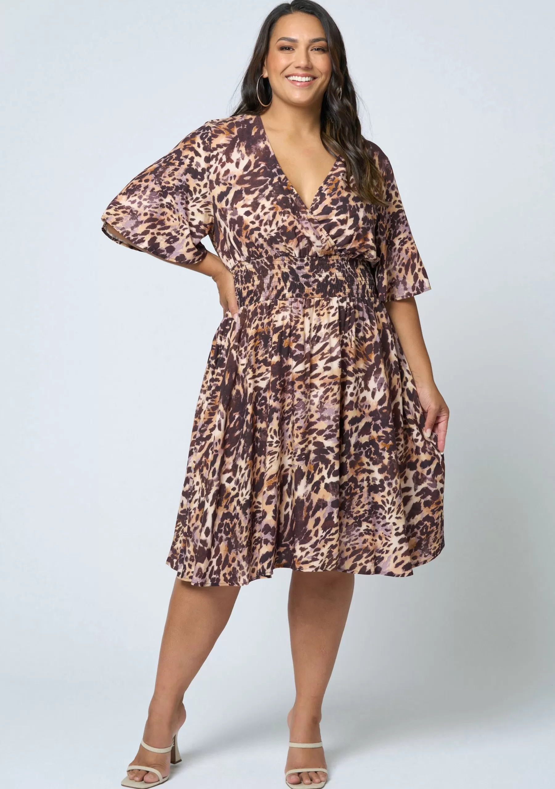Curve Project Midi Dresses>Nelly Flutter Sleeve Dress