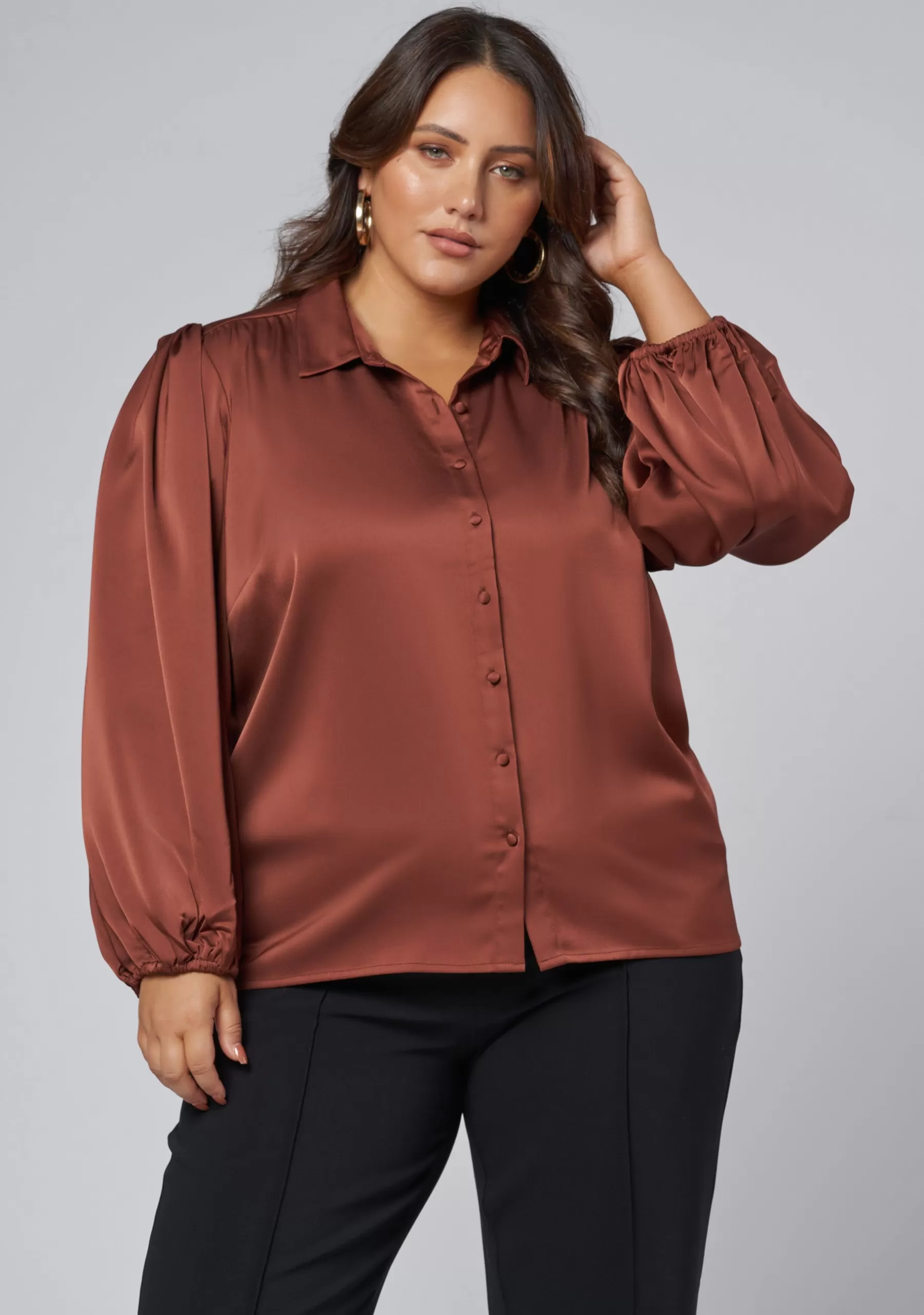 Curve Project Shirts & Blouses>Nina Satin Shirt