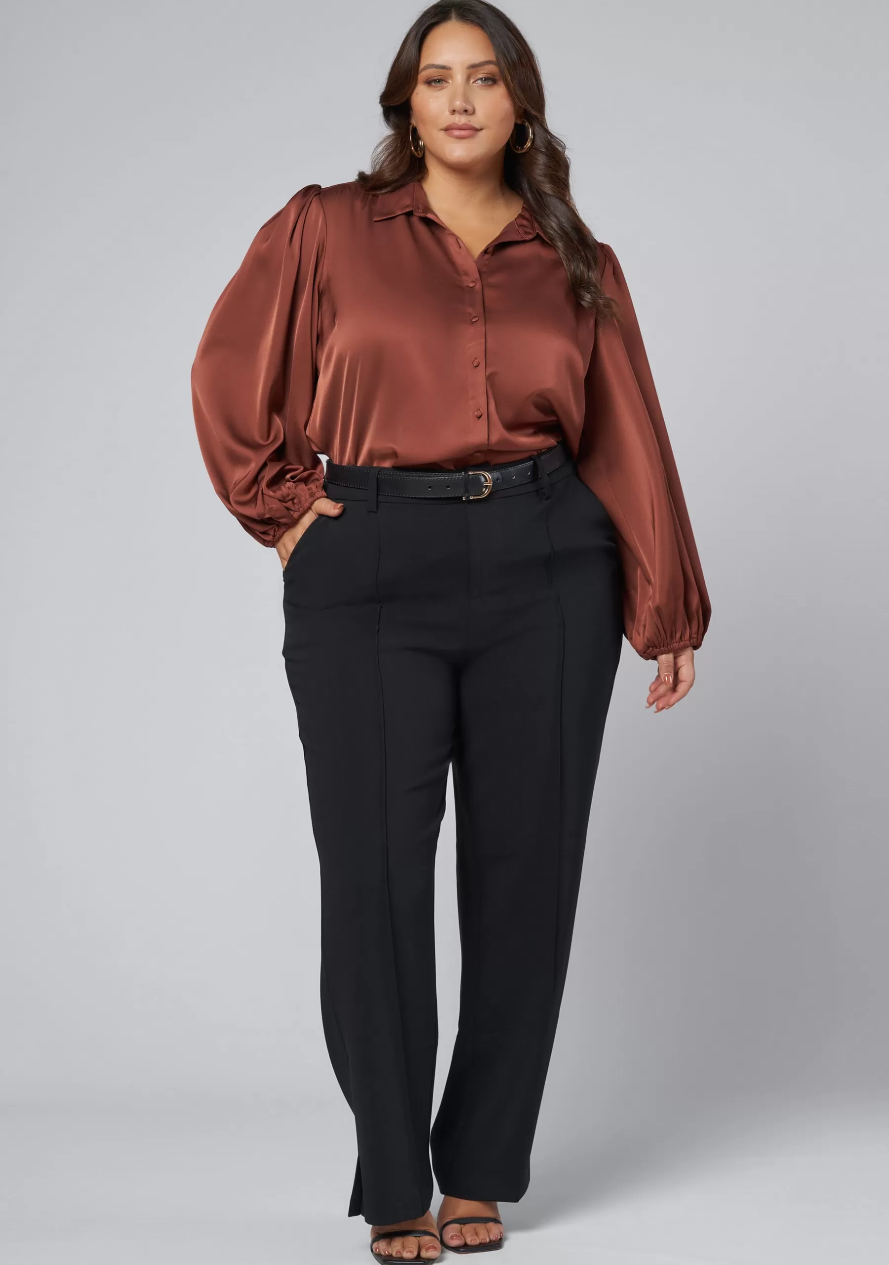 Curve Project Shirts & Blouses>Nina Satin Shirt