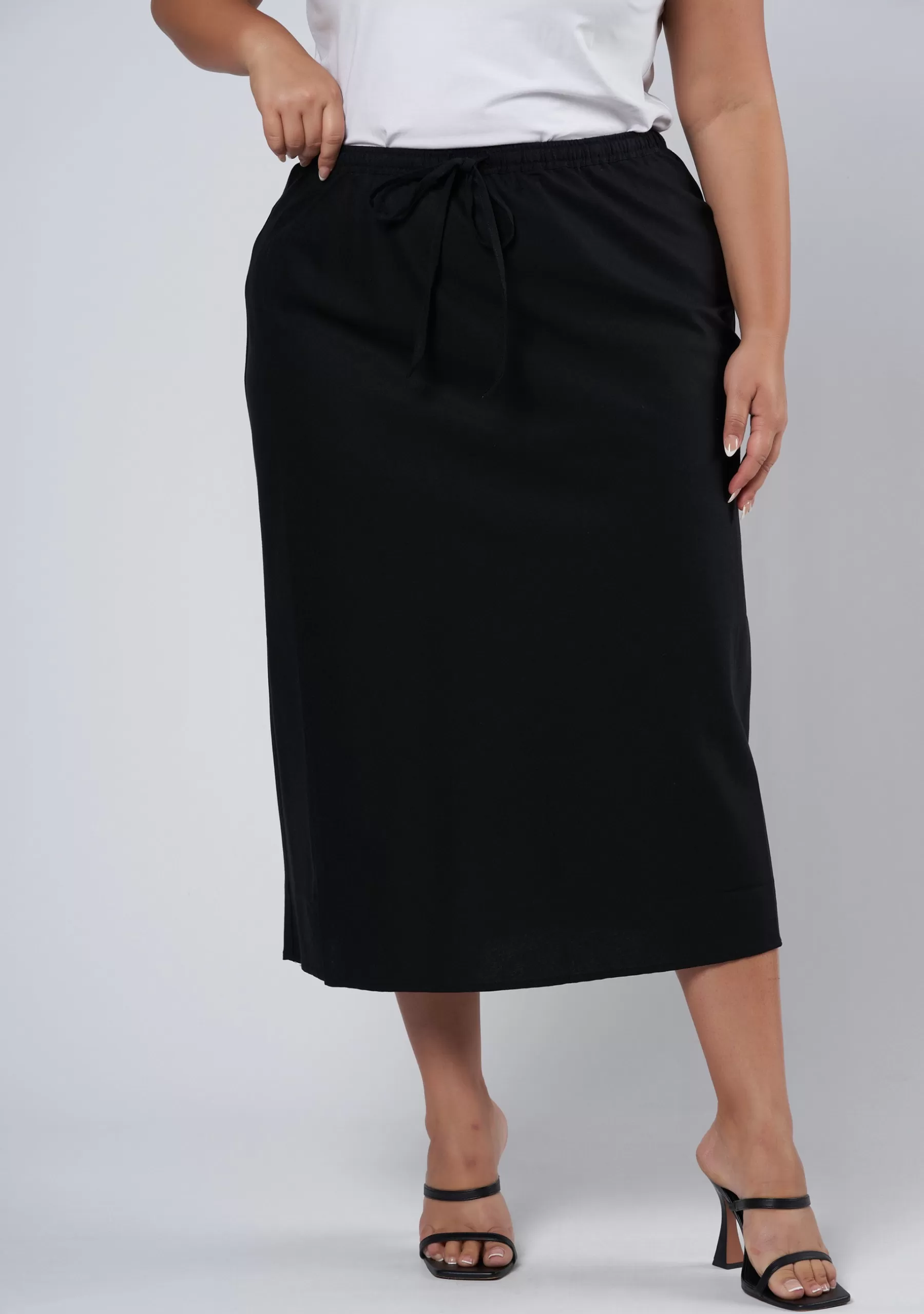 Curve Project Midi Skirts>Olsen Linen Midi Skirt
