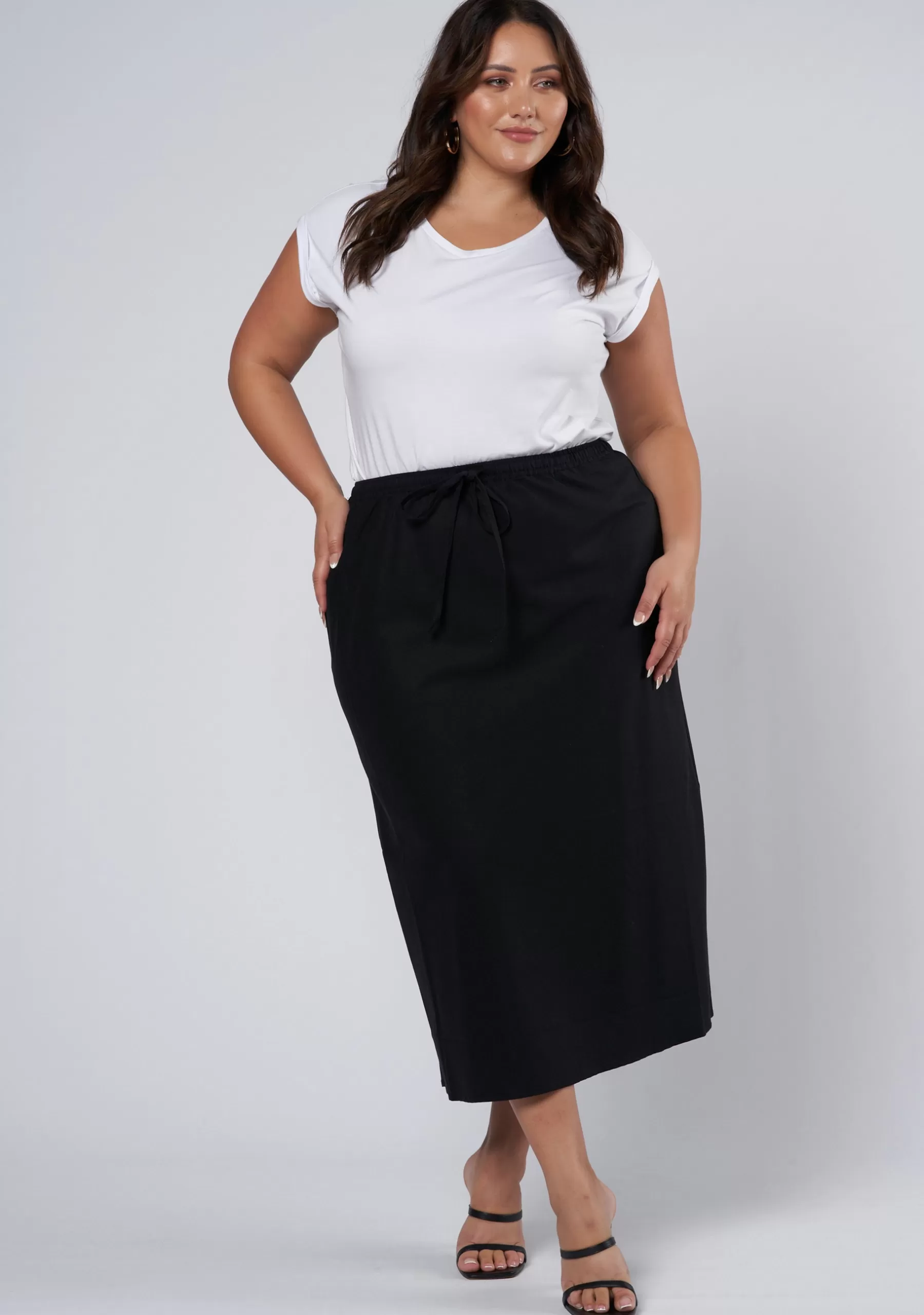 Curve Project Midi Skirts>Olsen Linen Midi Skirt
