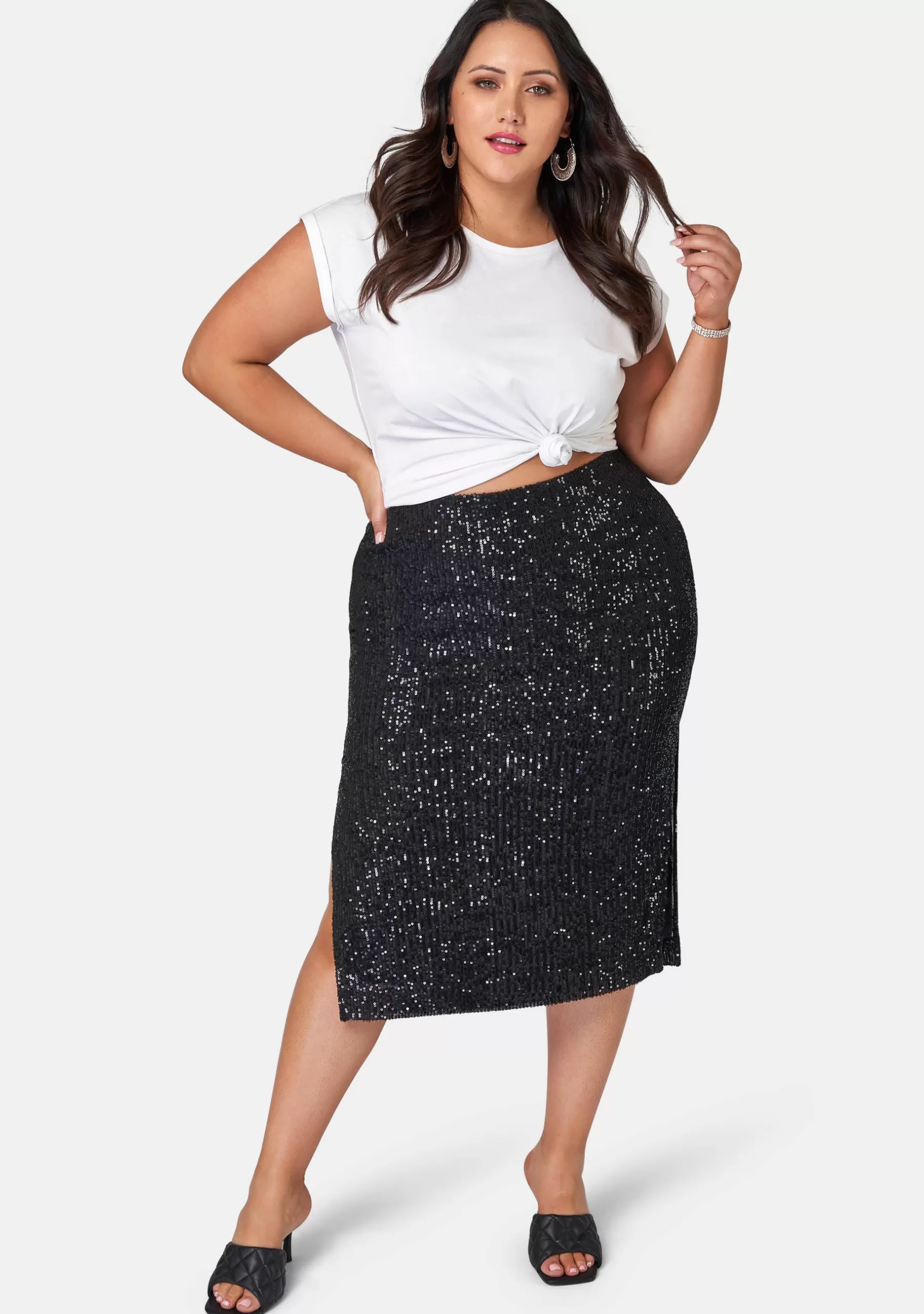 Curve Project Midi Skirts>Princess Charming Sequin Skirt