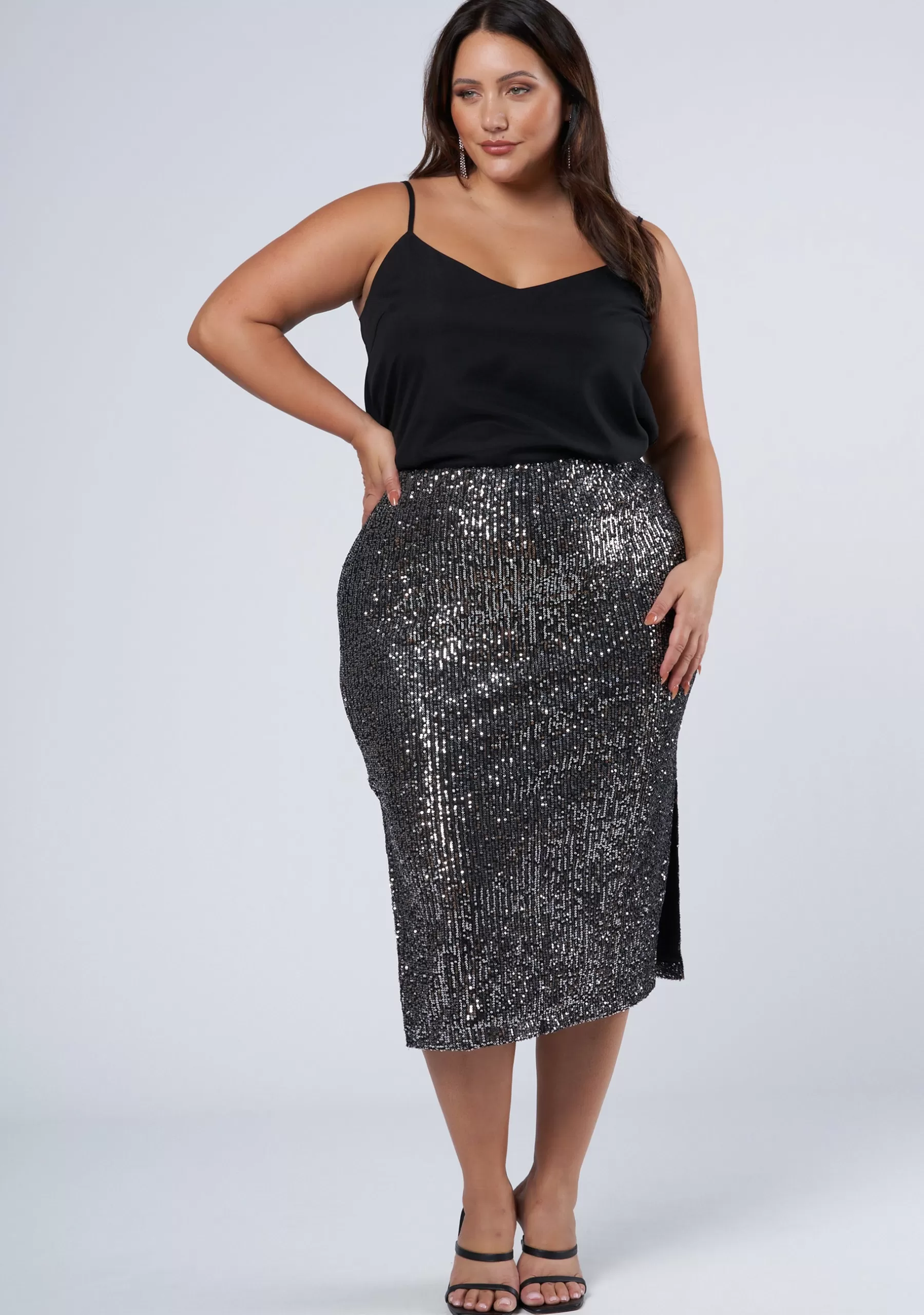 Curve Project Midi Skirts>Princess Charming Sequin Skirt