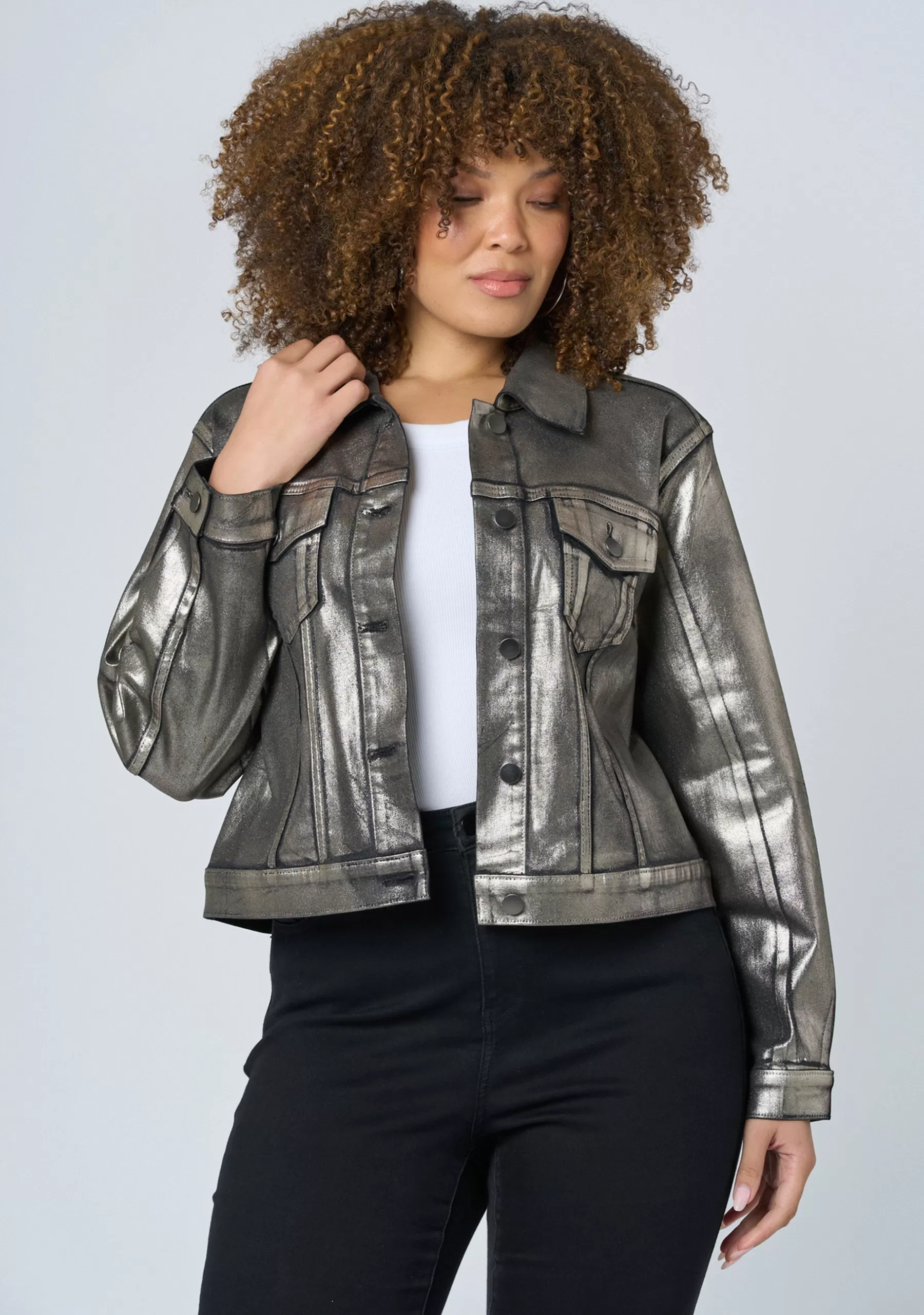 Curve Project Denim | Jackets & Coats>Rema Foil Denim Jacket
