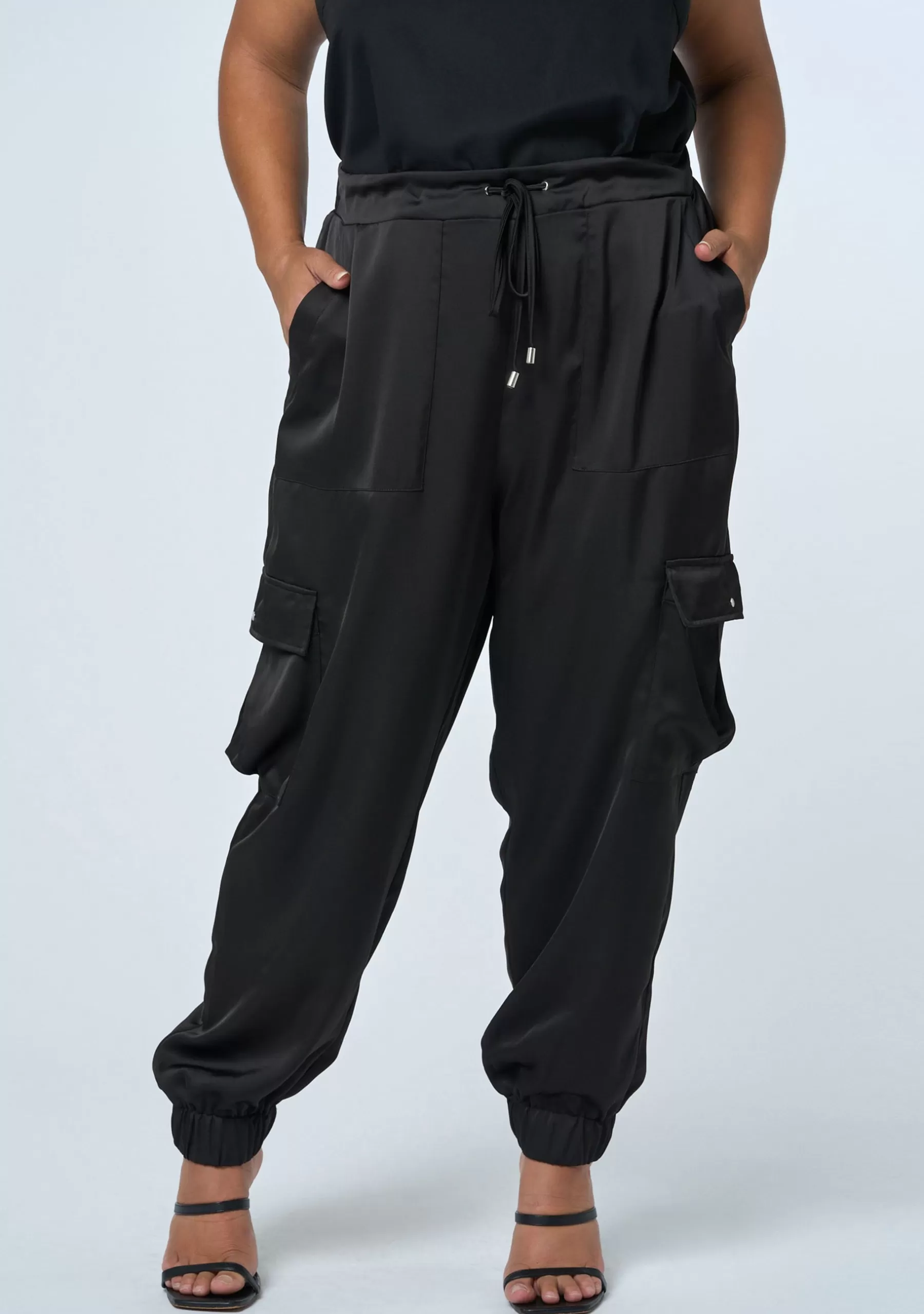 Curve Project Pants>Revolution Satin Cargo Pant