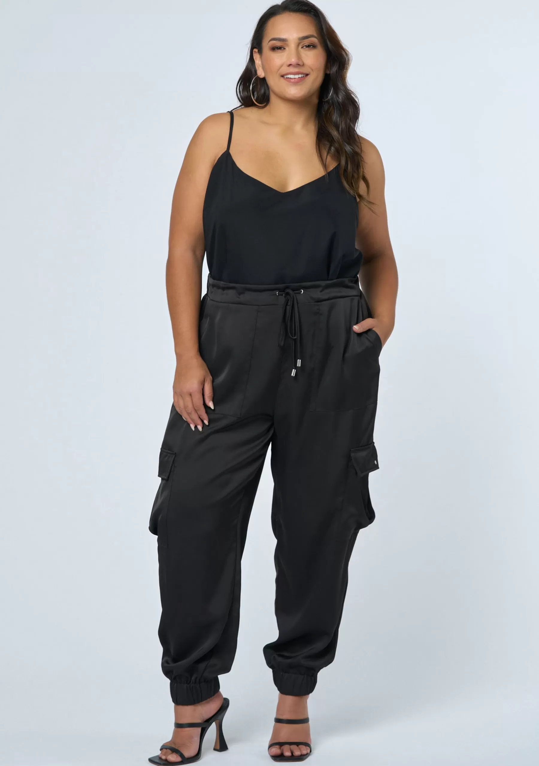 Curve Project Pants>Revolution Satin Cargo Pant