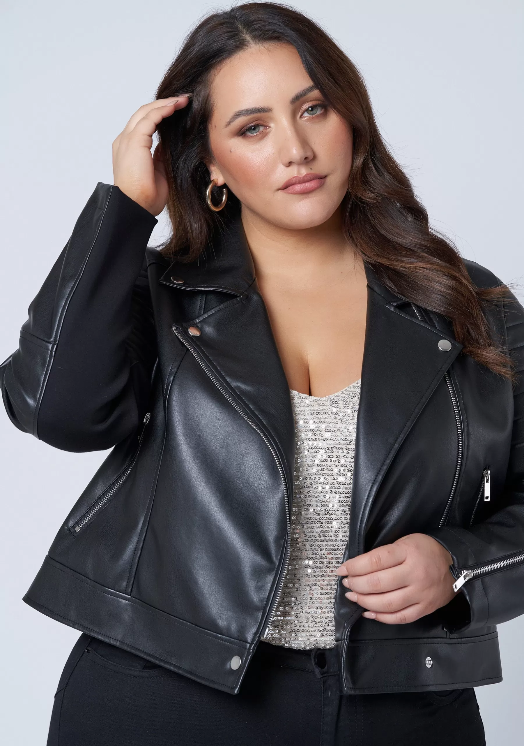 Curve Project Jackets & Coats>Rowdy PU Biker Jacket
