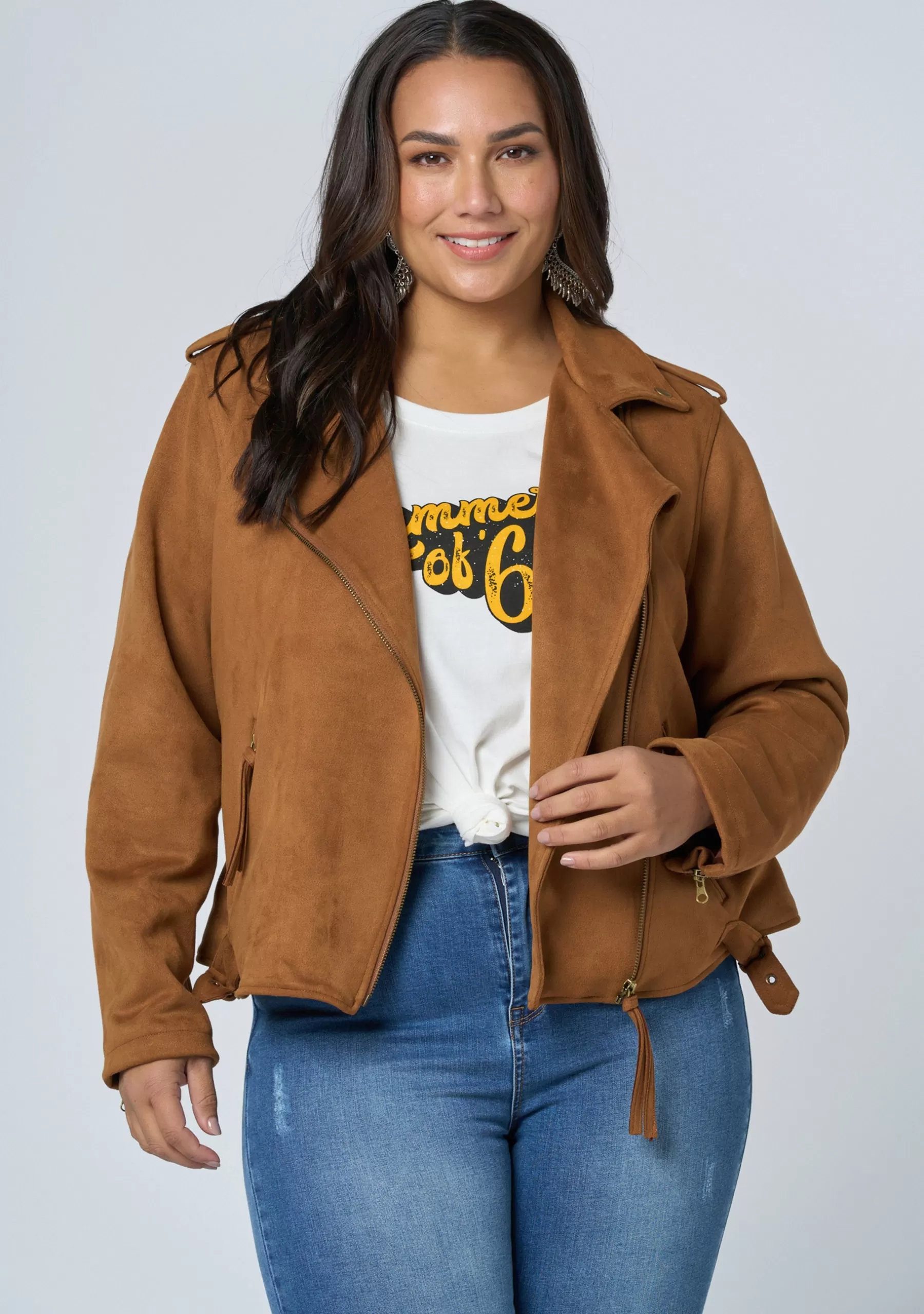 Curve Project Jackets & Coats>Serenity Suedette Biker Jacket