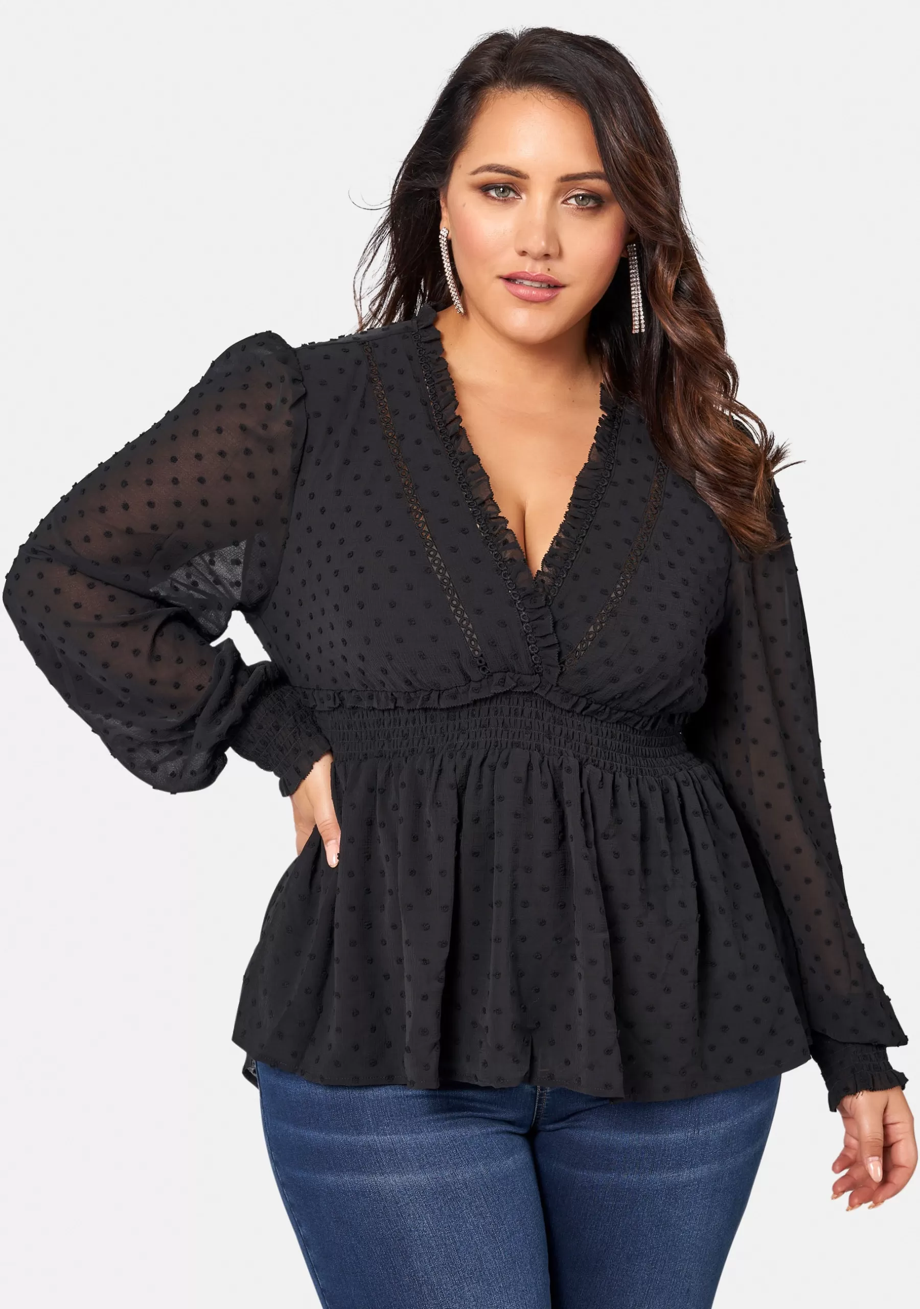 Curve Project Shirts & Blouses>Sheer Fantasy Blouse