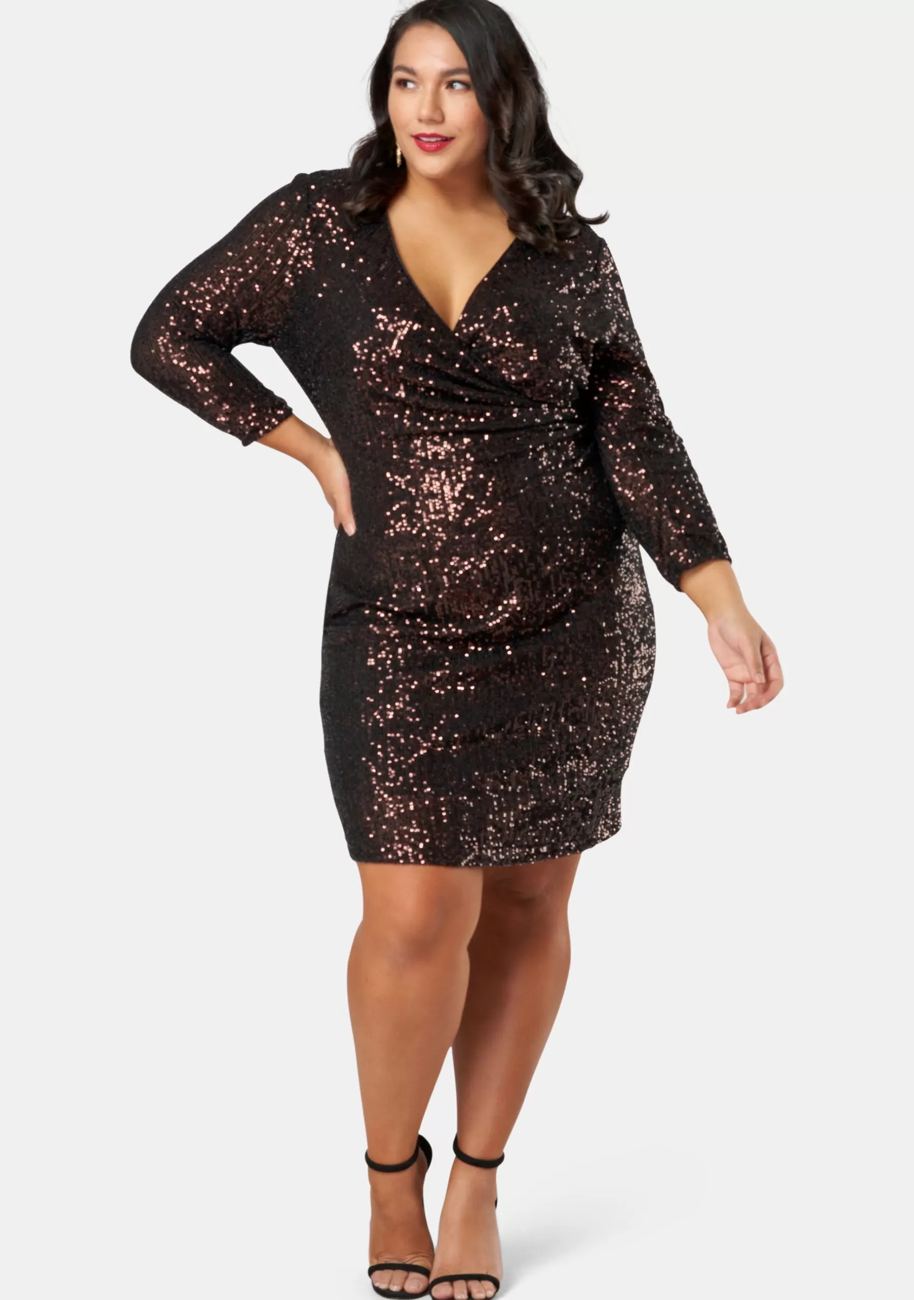 Curve Project Sequin Dresses | Party Dresses>Smokin Hot Sequin Wrap Dress
