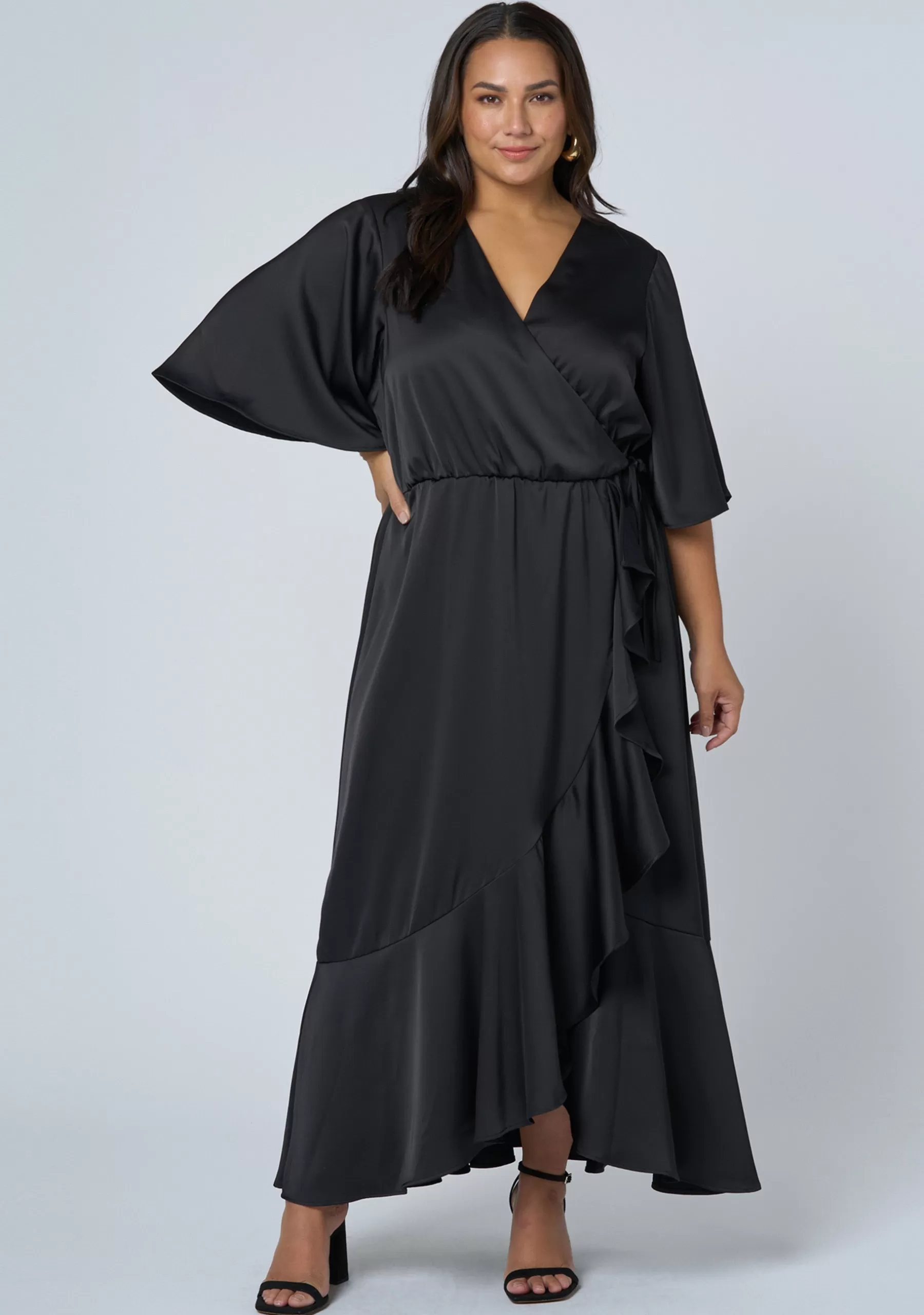 Curve Project Party Dresses | Black Dresses>Smouldering Wrap Maxi Dress