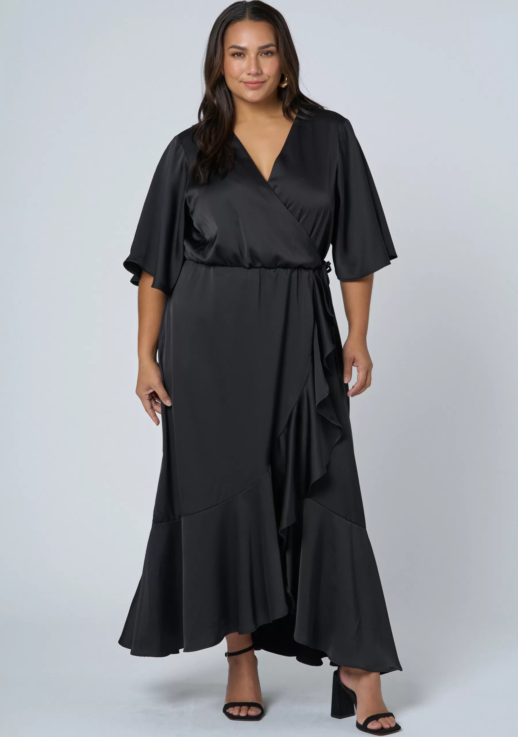 Curve Project Party Dresses | Black Dresses>Smouldering Wrap Maxi Dress