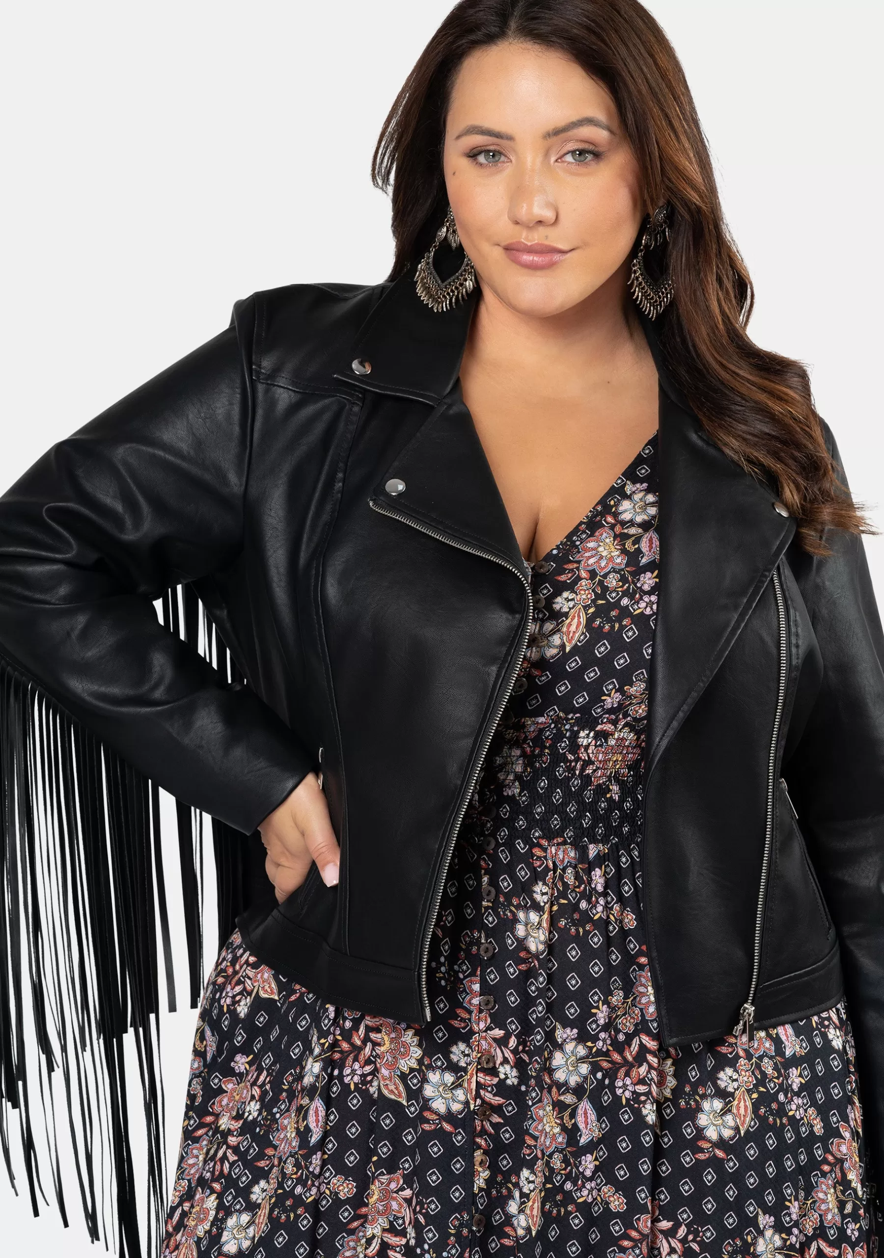 Curve Project Jackets & Coats>Star Dancer Fringe PU Jacket
