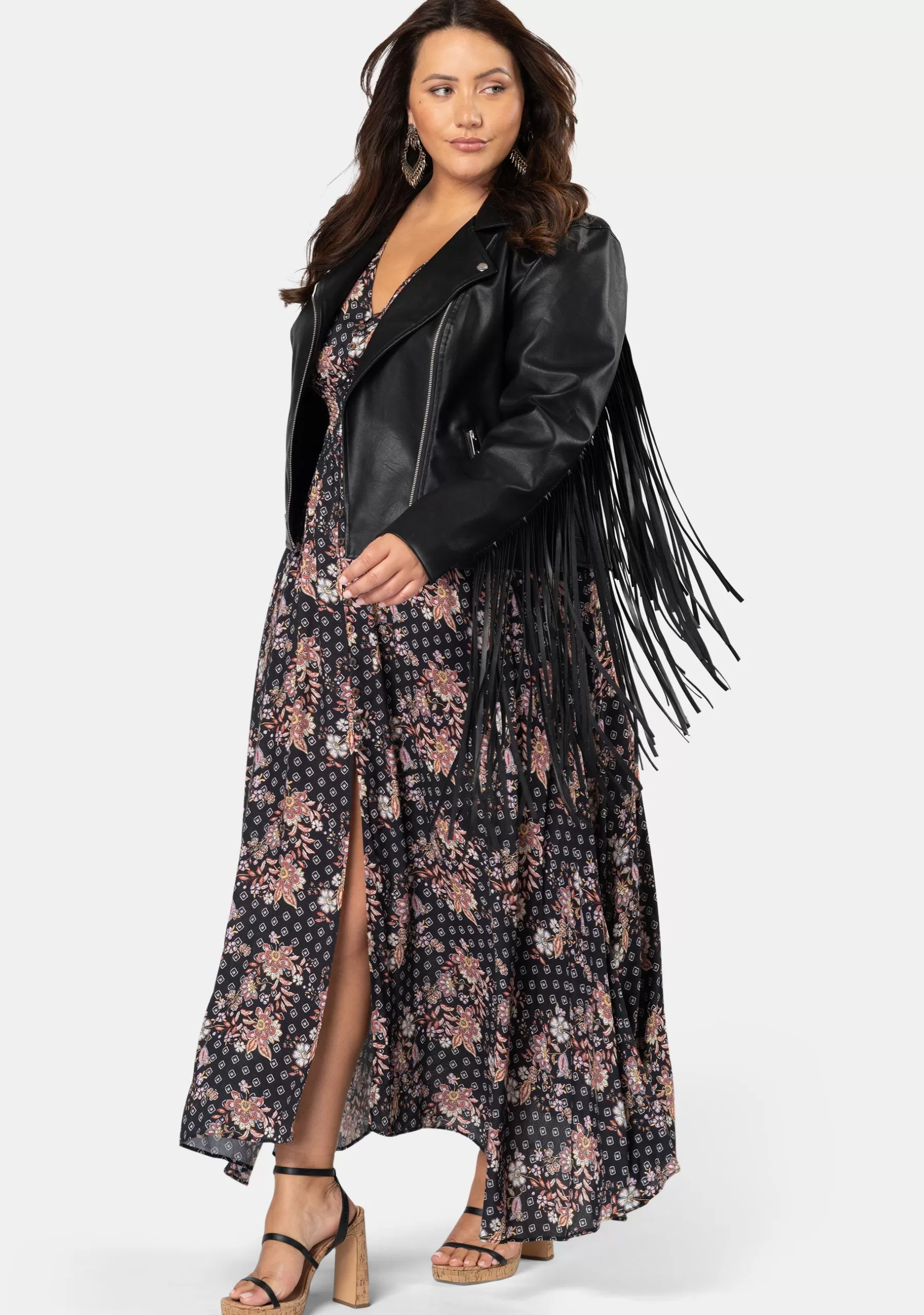 Curve Project Jackets & Coats>Star Dancer Fringe PU Jacket