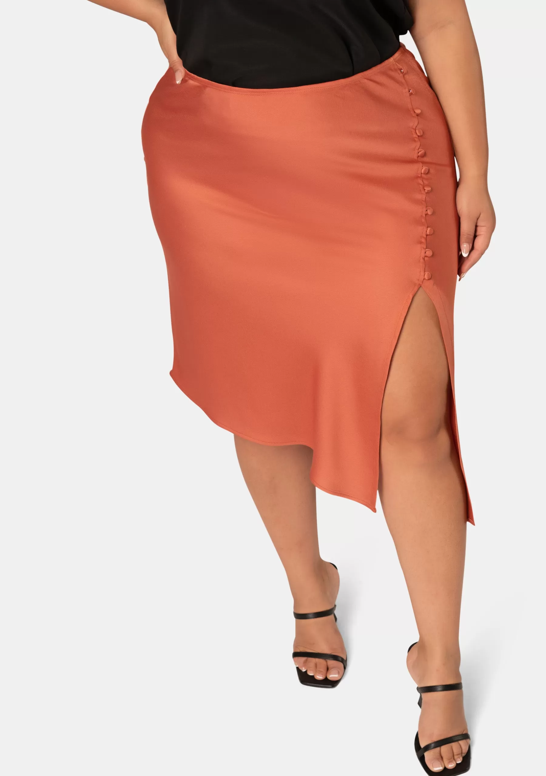 Curve Project Midi Skirts>Stella Satin Skirt