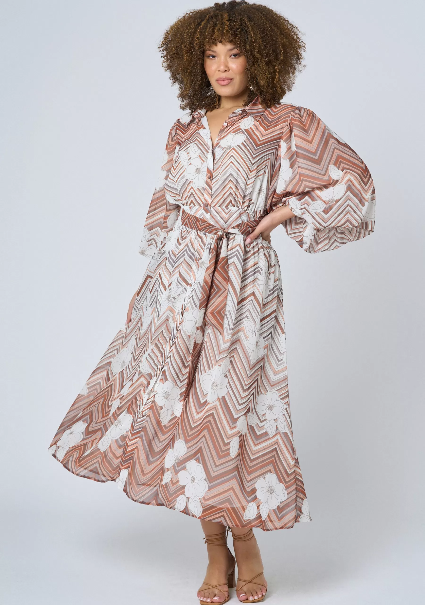 Curve Project Midi Dresses>Supreme Extreme Printed Shirt Dress
