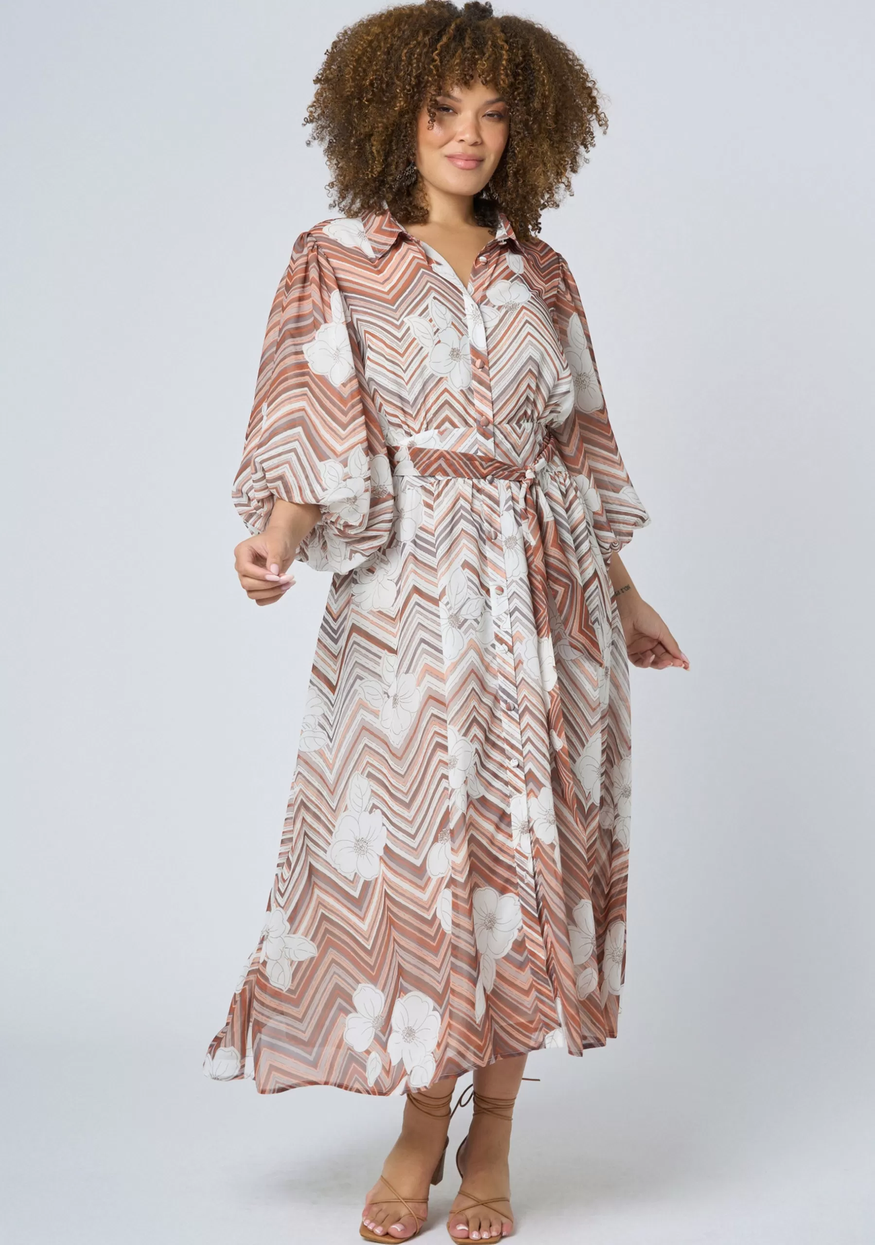 Curve Project Midi Dresses>Supreme Extreme Printed Shirt Dress