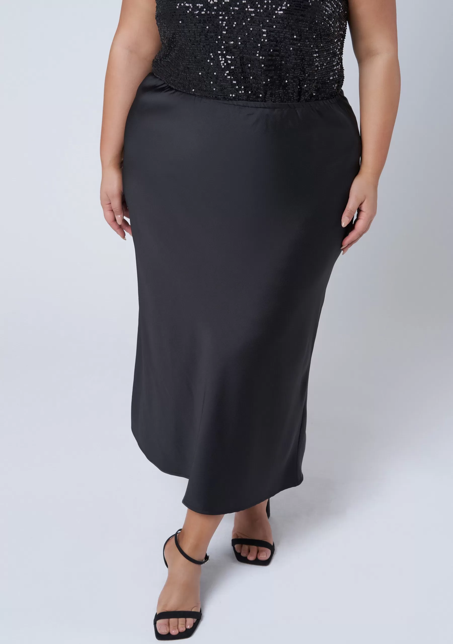 Curve Project Midi Skirts>The Ivy Satin Skirt