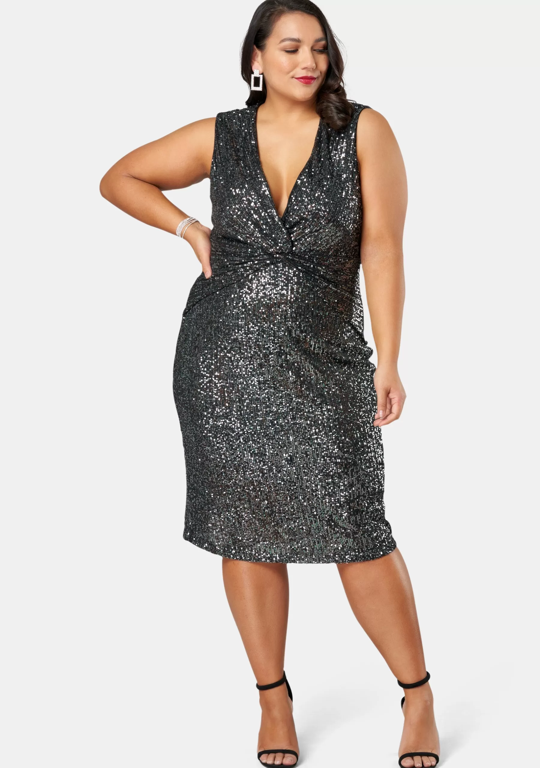 Curve Project Sequin Dresses | Midi Dresses>Twist Of Seduction Sequin Dress