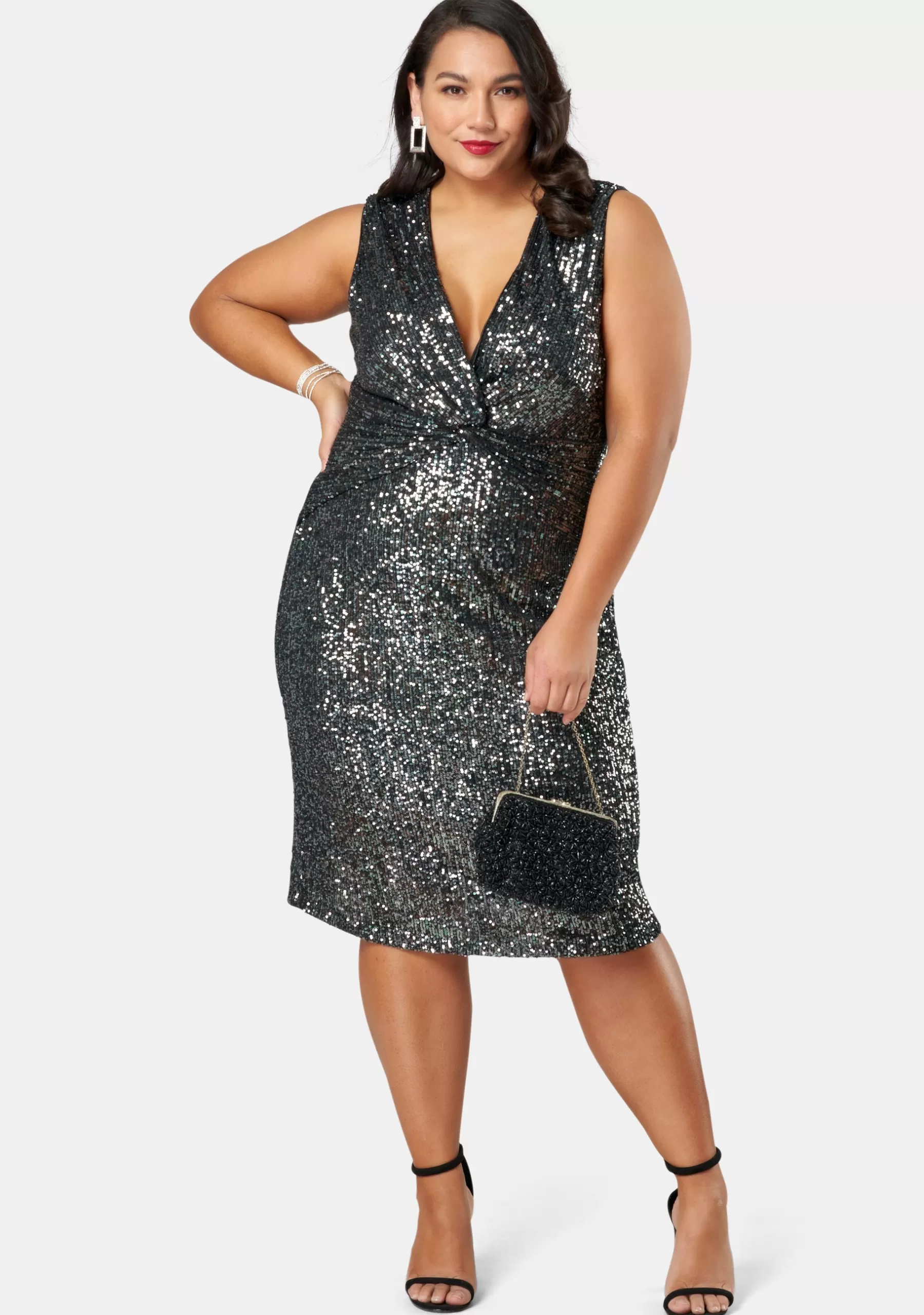 Curve Project Sequin Dresses | Midi Dresses>Twist Of Seduction Sequin Dress