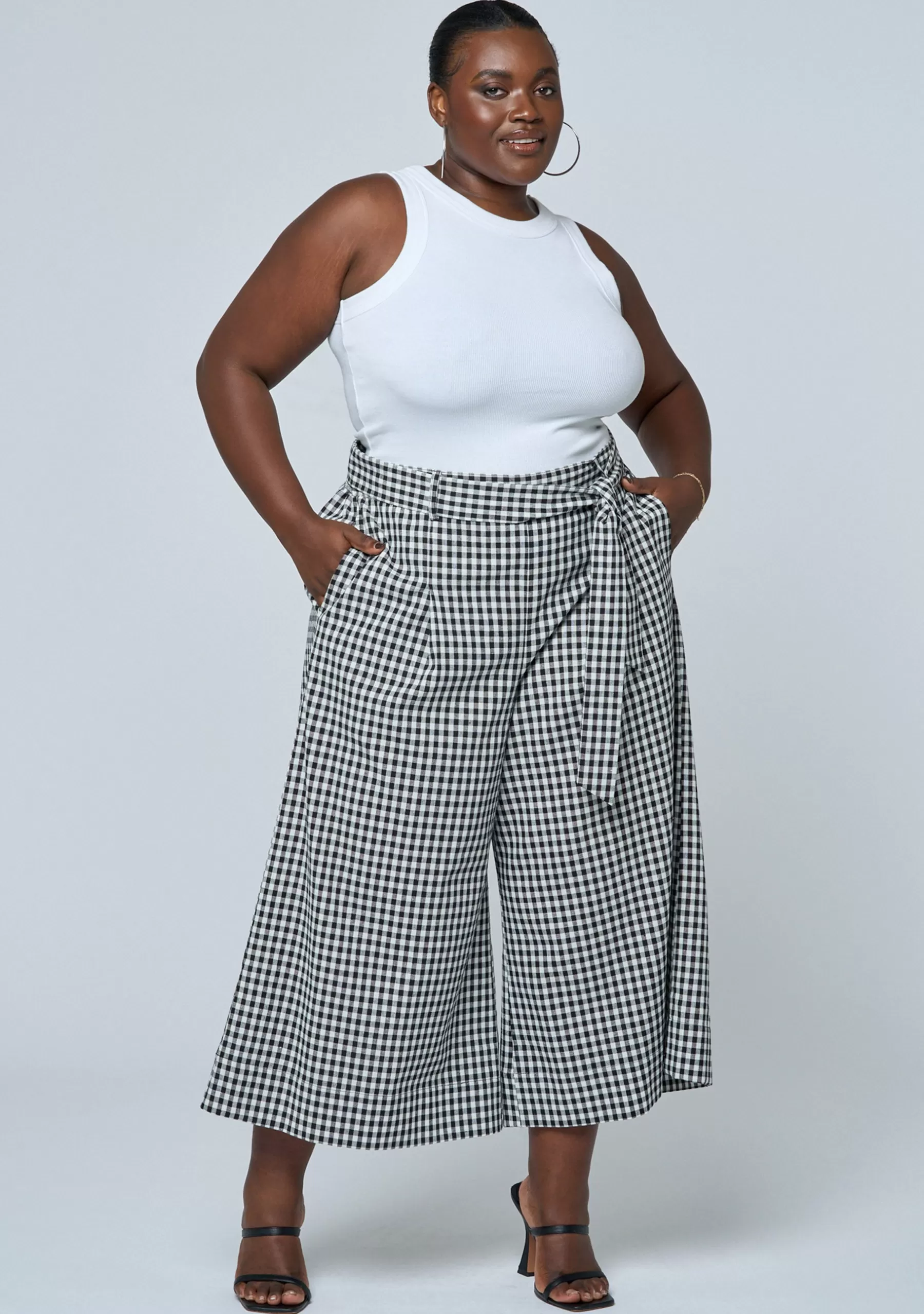 Curve Project Pants>Under Pressure Gingham Wide Leg Pant