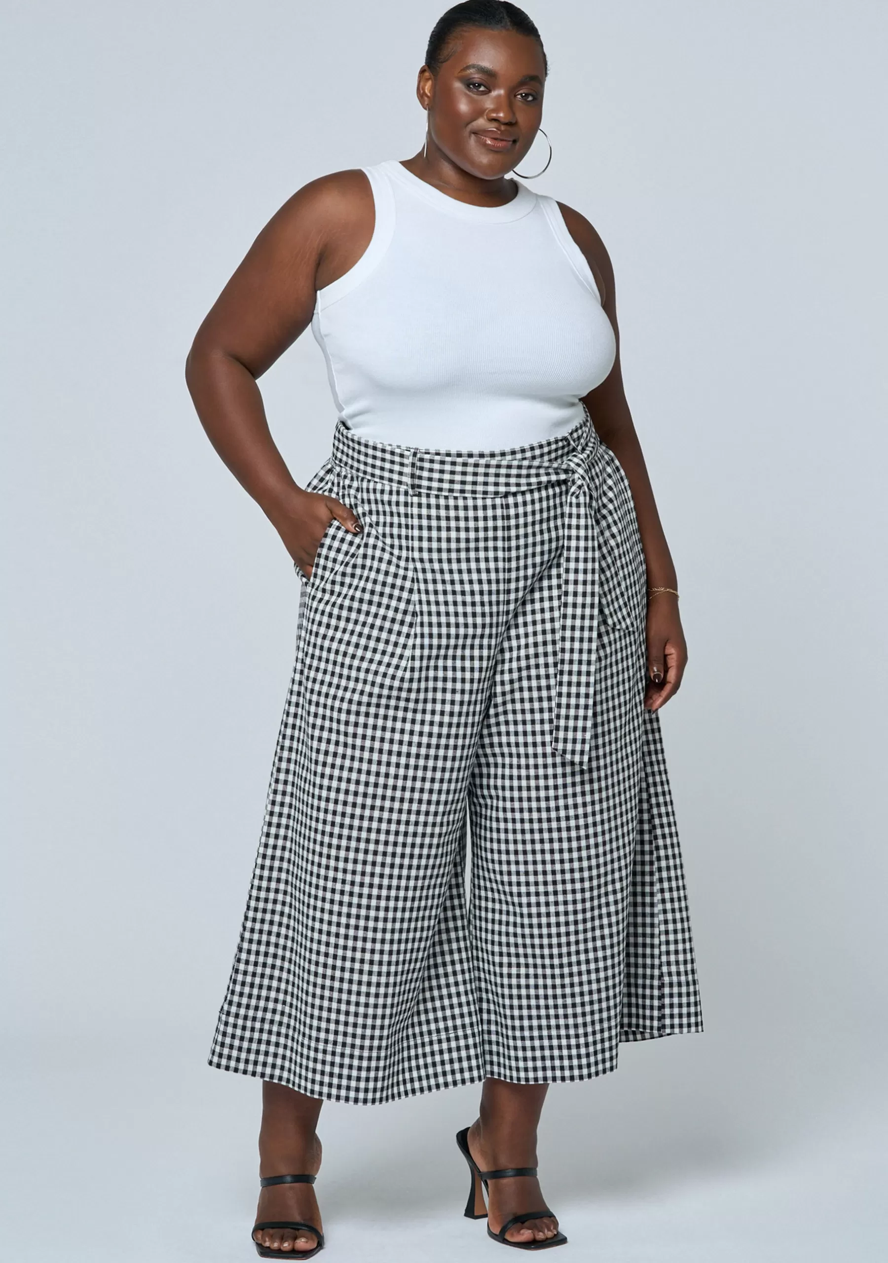 Curve Project Pants>Under Pressure Gingham Wide Leg Pant