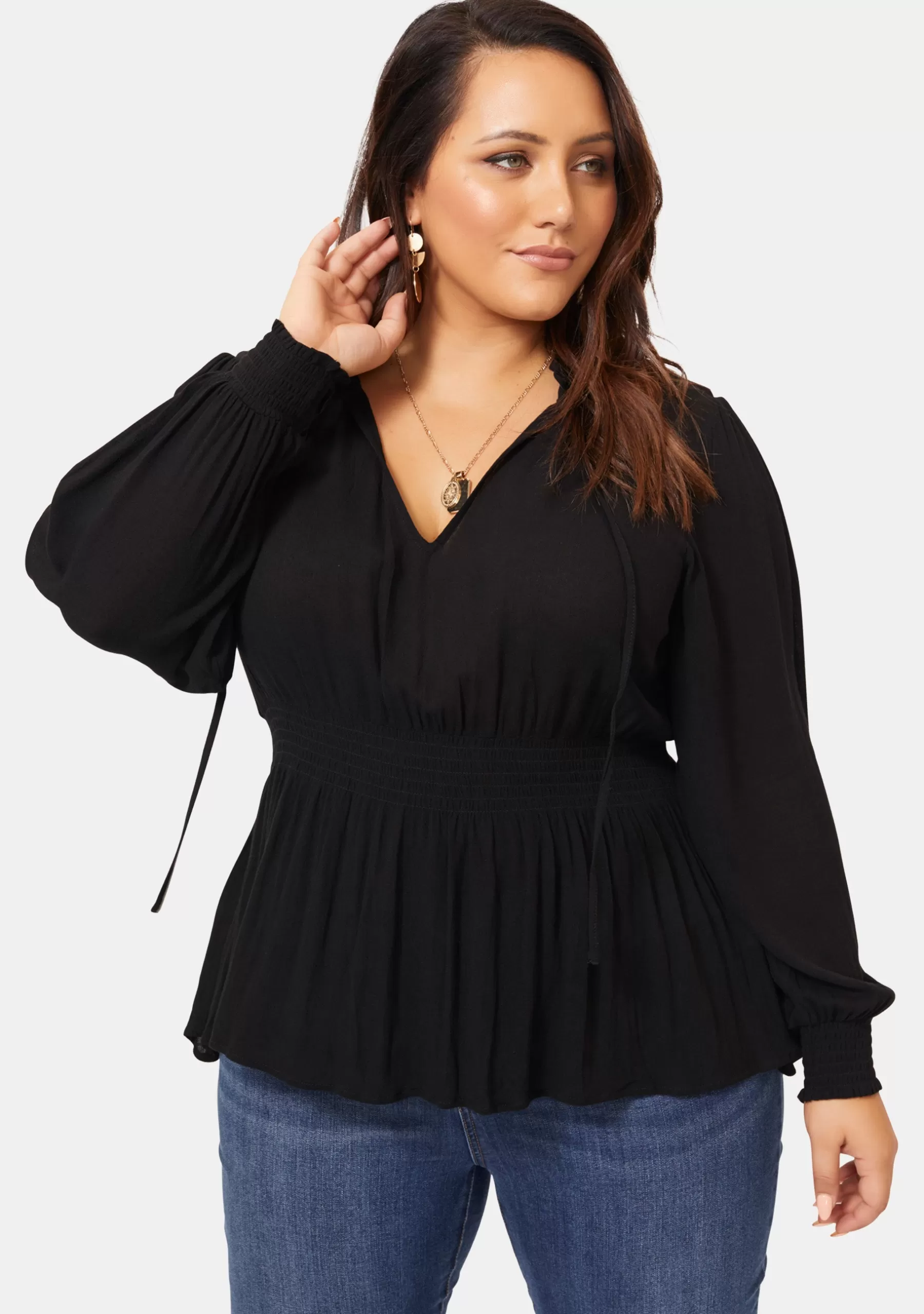 Curve Project Shirts & Blouses>Valerie Tie Front Top