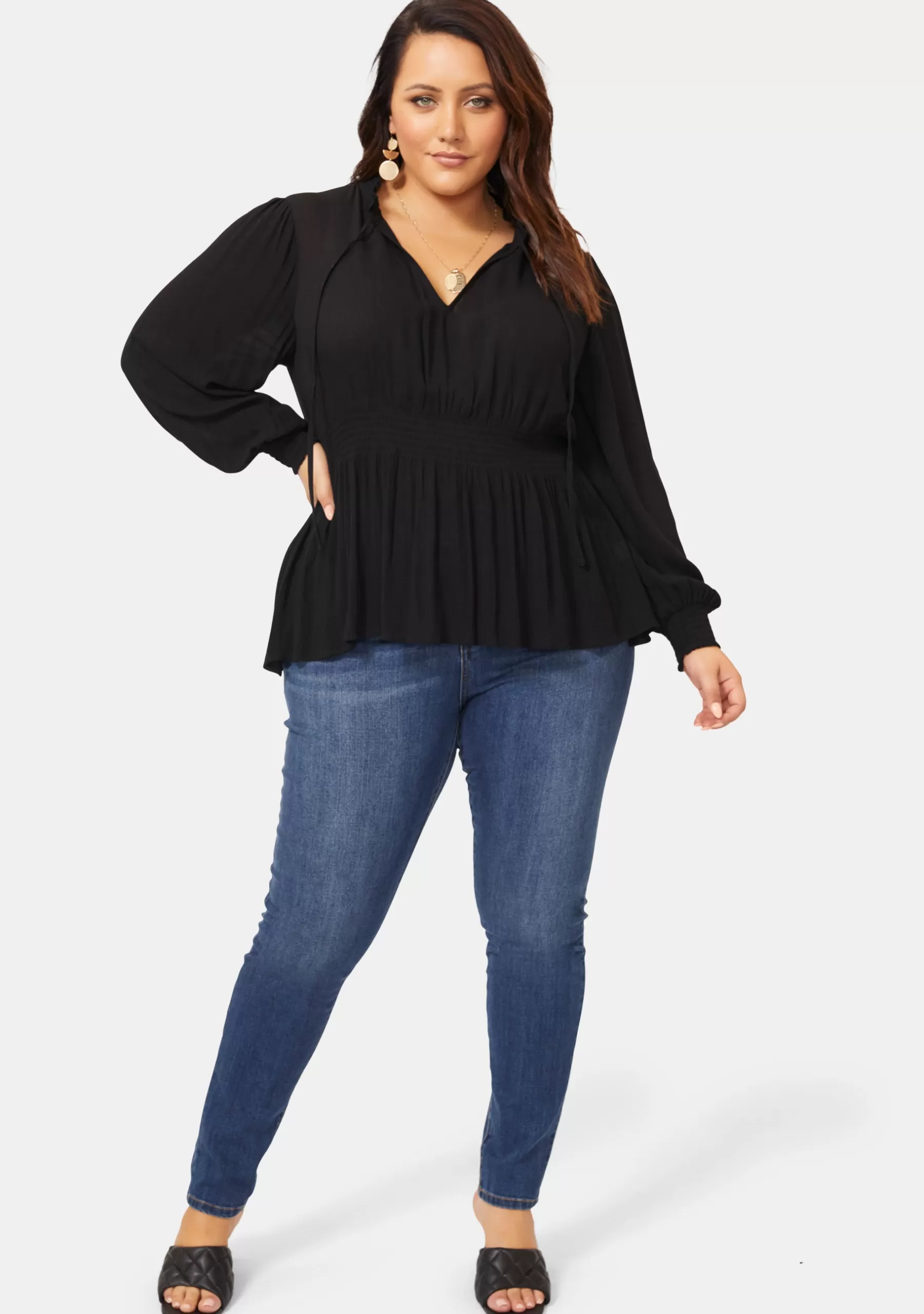 Curve Project Shirts & Blouses>Valerie Tie Front Top