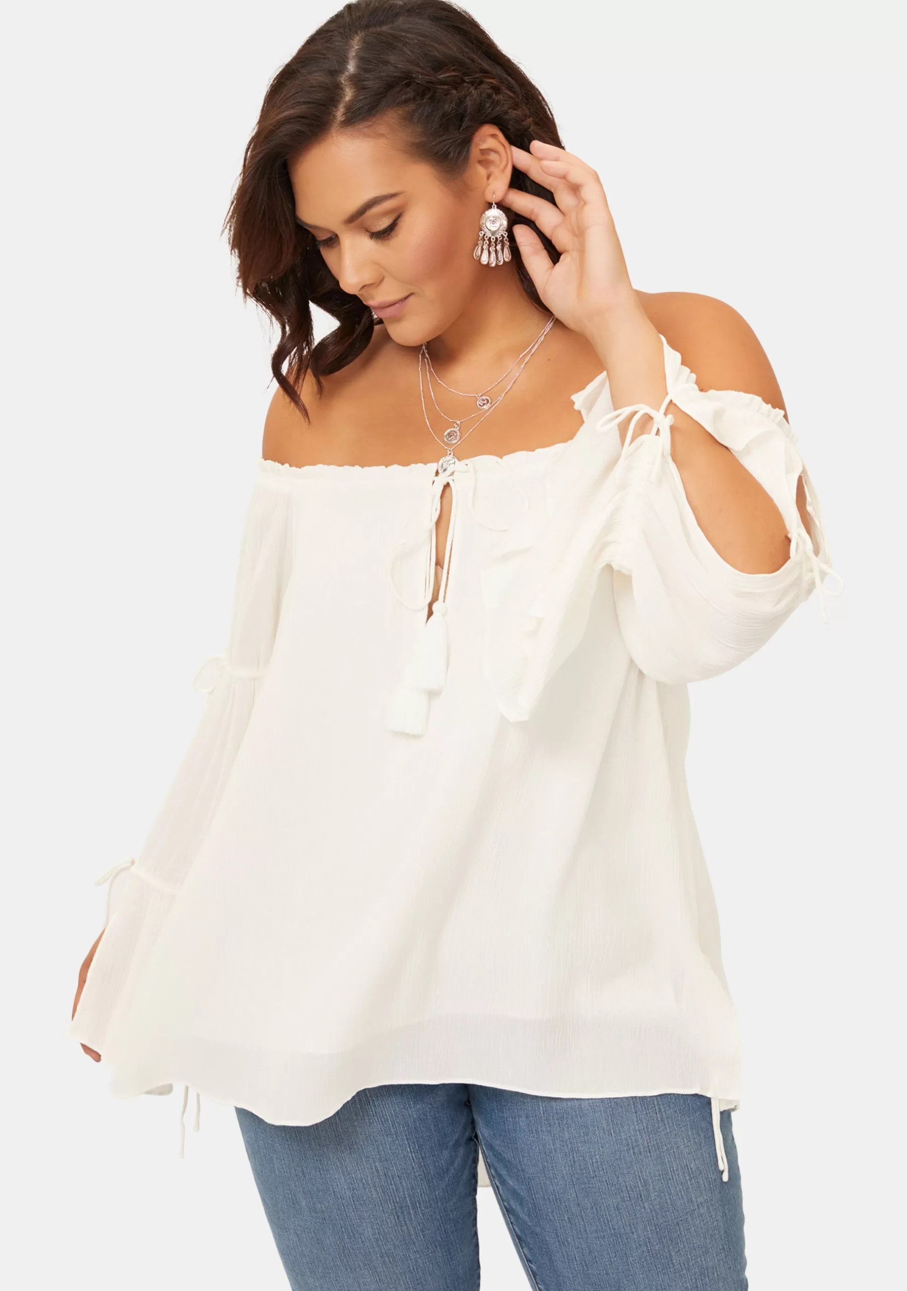 Curve Project Shirts & Blouses>White Desert Blouse